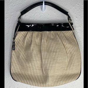 Anne Fontaine made in Italy natural straw large hobo handbag black and cream